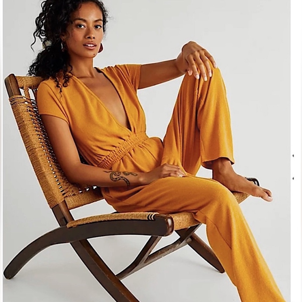 Free People Rita One-Piece in Golden Pollen. Size Medium